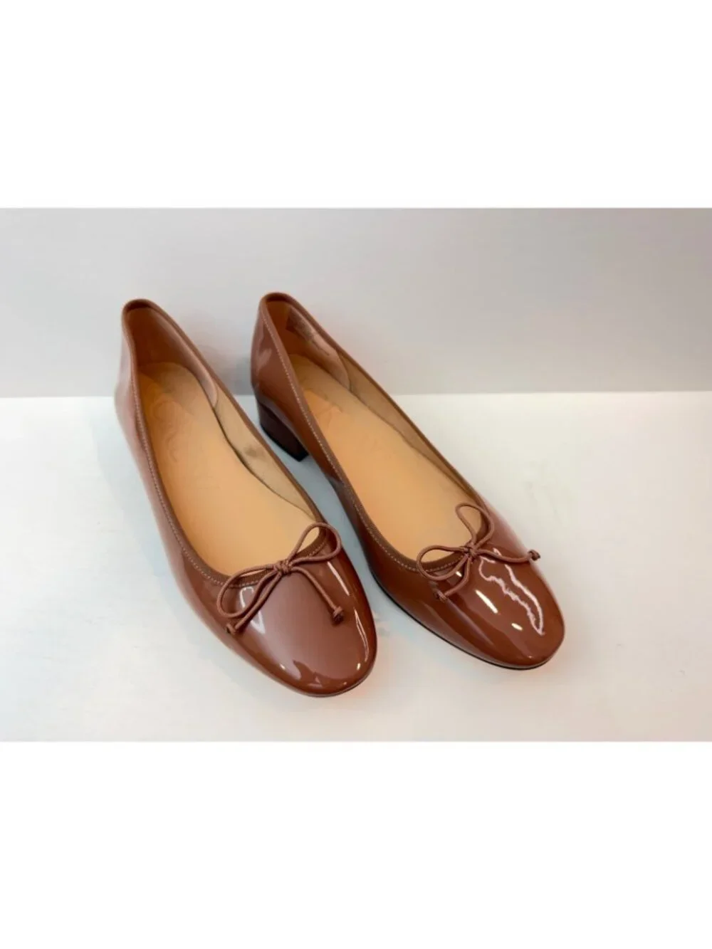 J. Crew Women's Teagan Ballet Pumps Size 10 1/2 Patent Leather Taupe Brown NWOB